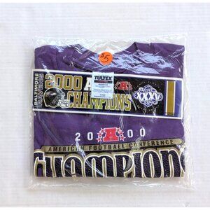Vintage Baltimore Ravens Shirt Mens Large NWT AFC Champions Sticker & Keychain